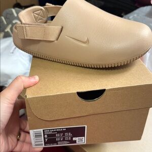 Nike Calm Mule in Hemp/Nude Shade